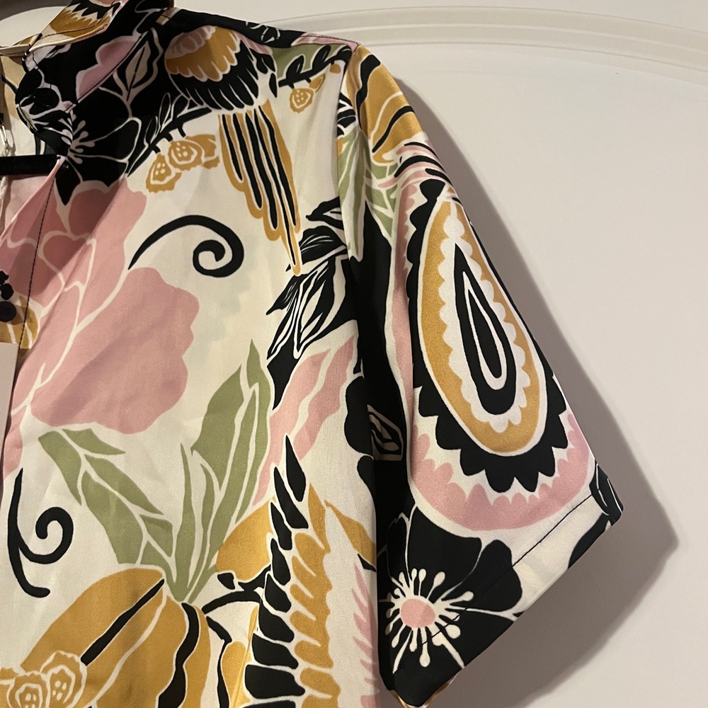 NWT. Joie Women's Floral Tie-Front Top - Multicolor - Picture 3 of 6